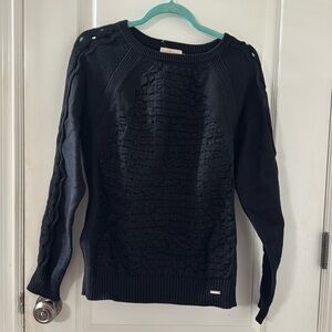Tory Burch Black Crew Neck Sweater with Classic Design